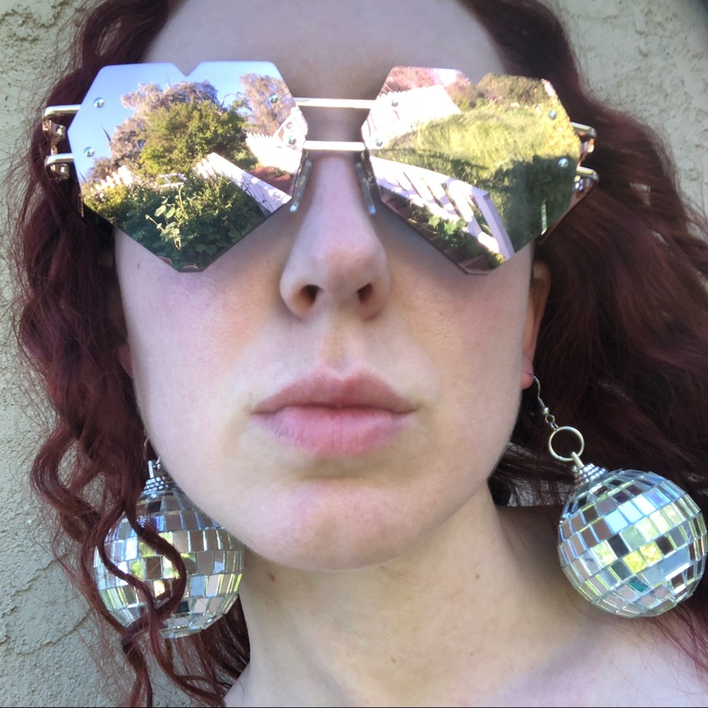 Disco ball drop earrings edc rave festival outfit - Picture 4 of 8